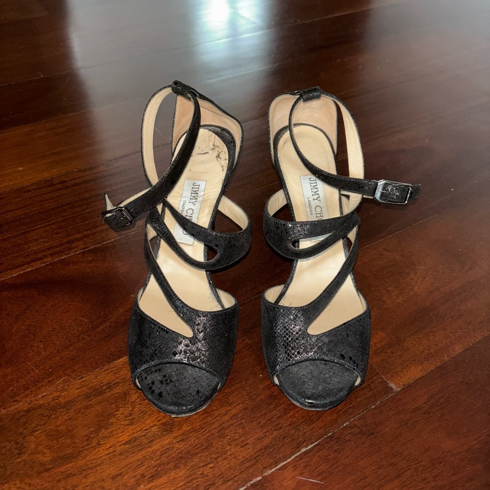JIMMY CHOO BLACK STRAPPY HEELS🖤
